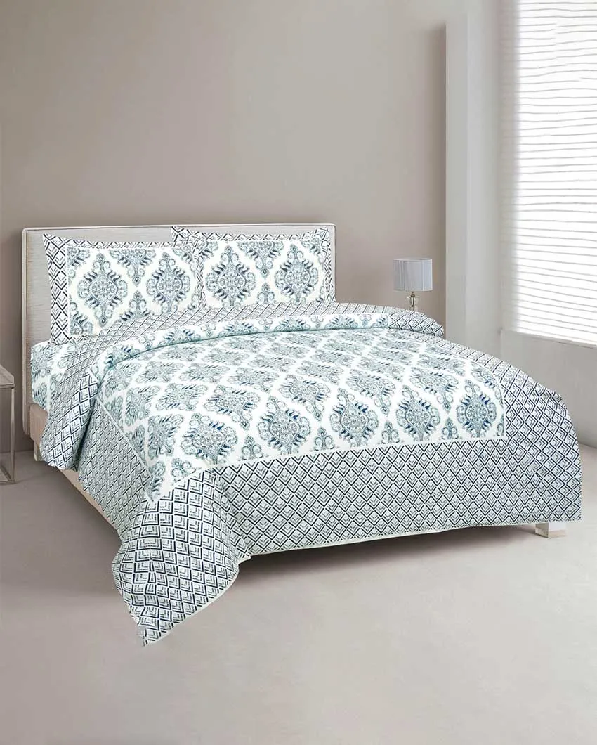 Monarda Sanganeri Cotton Flat Bedding Set | Multiple Colors | Double Size | 93 x 108 inches