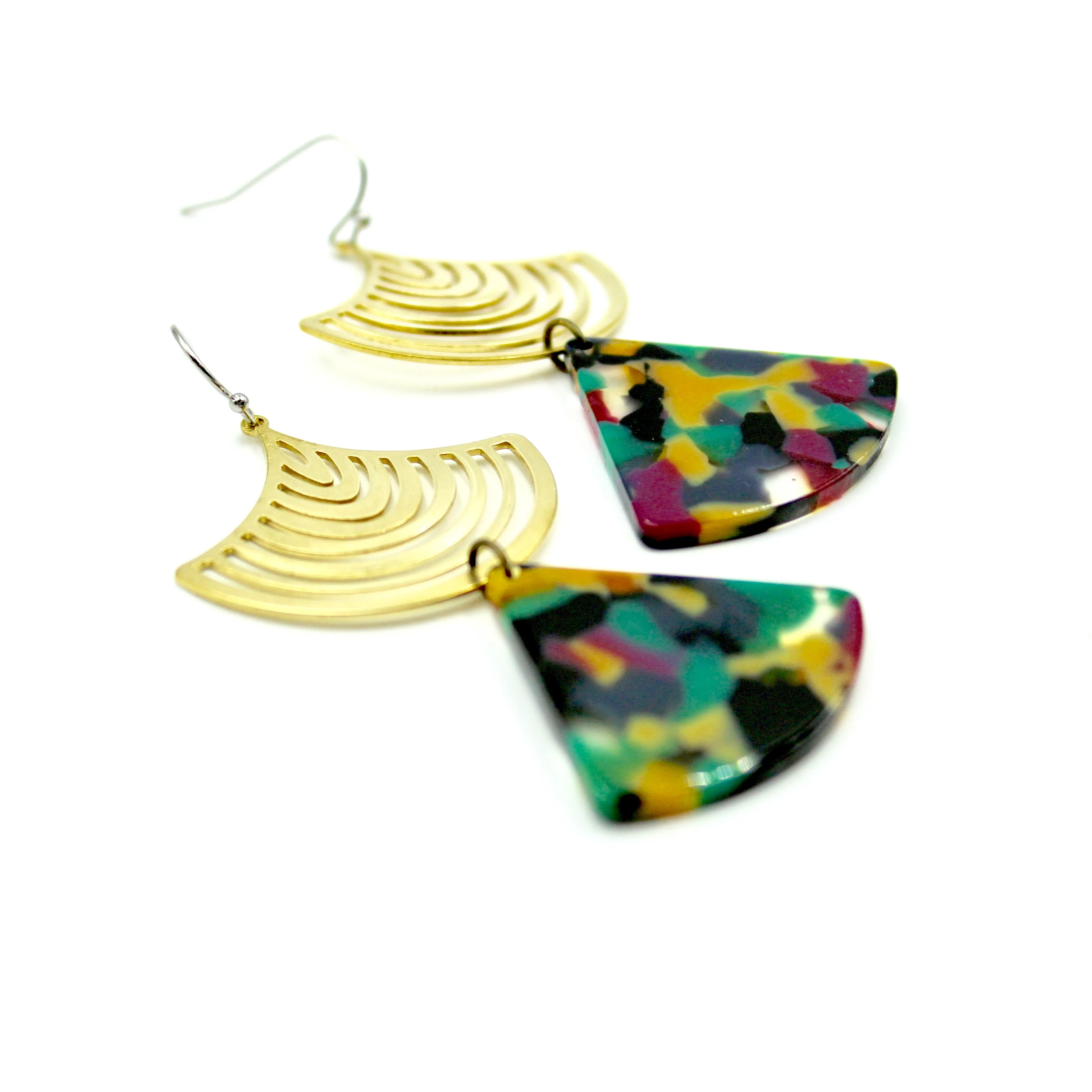 Multicolor Fan Earrings