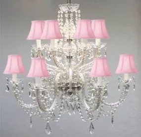 Murano Venetian Style All-Crystal Chandelier With Pink Shades - F46-Sc/385/6 6/Pink