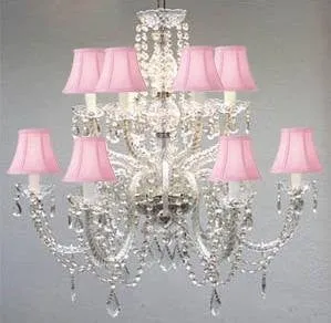 Murano Venetian Style All-Crystal Chandelier With Pink Shades - F46-Sc/385/6 6/Pink