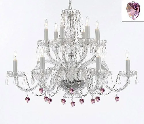 Murano Venetian Style All Empress Crystal (Tm) Chandelier With Pink Crystal - A46-B21/385/6 6