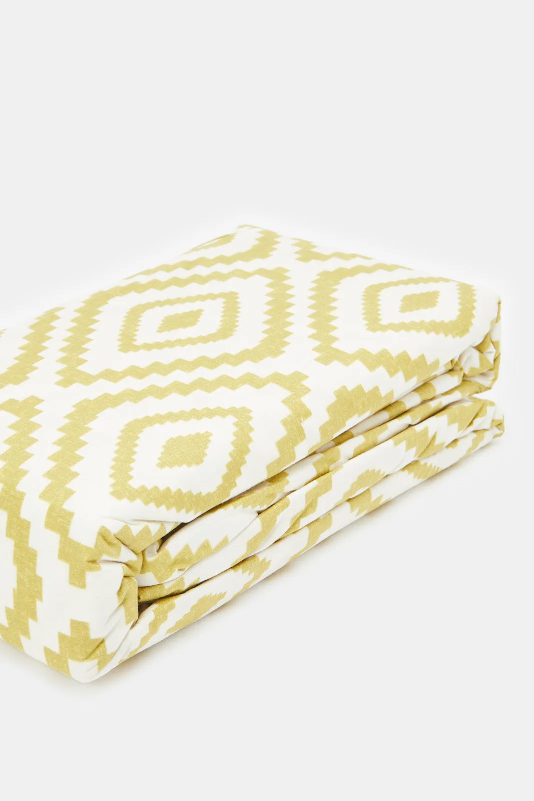 Mustard Geometric Print 3-Piece Flat Sheet (King Size)