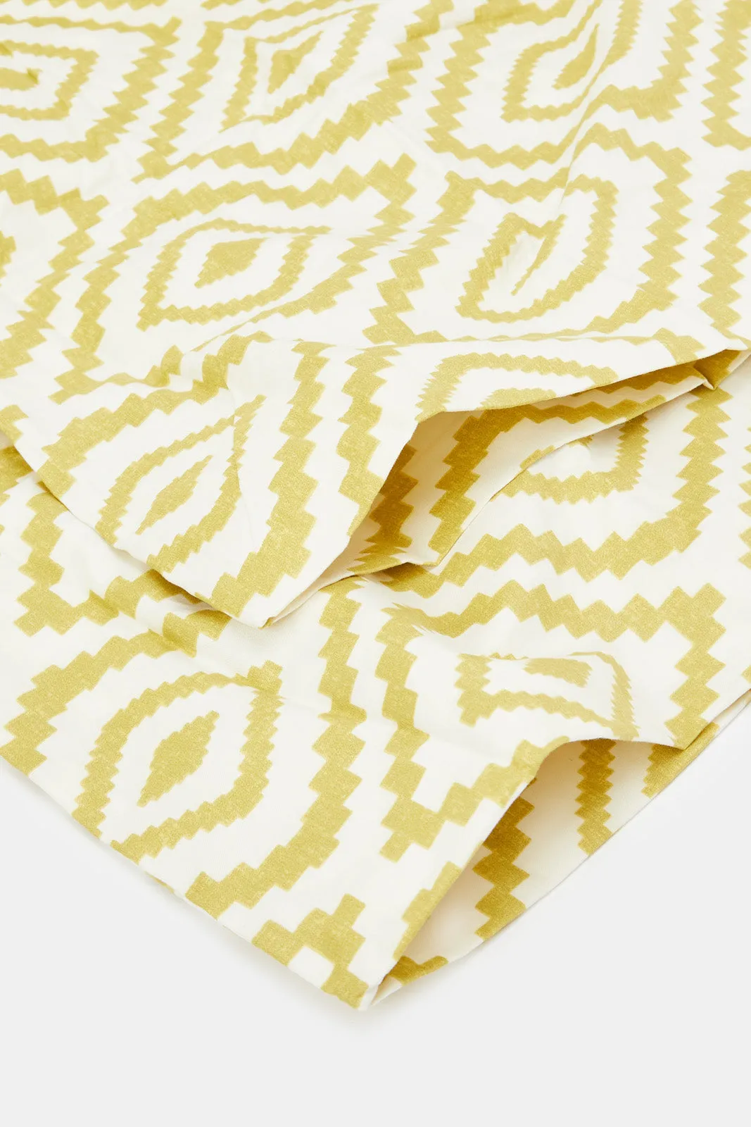 Mustard Geometric Print 3-Piece Flat Sheet (King Size)