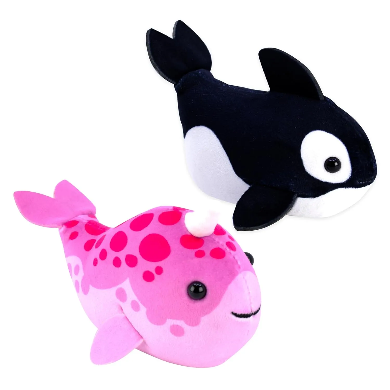 (Narwhal   Orca) Fish 2 Pack B Small Stuffed Animals With Motor Inside Suit