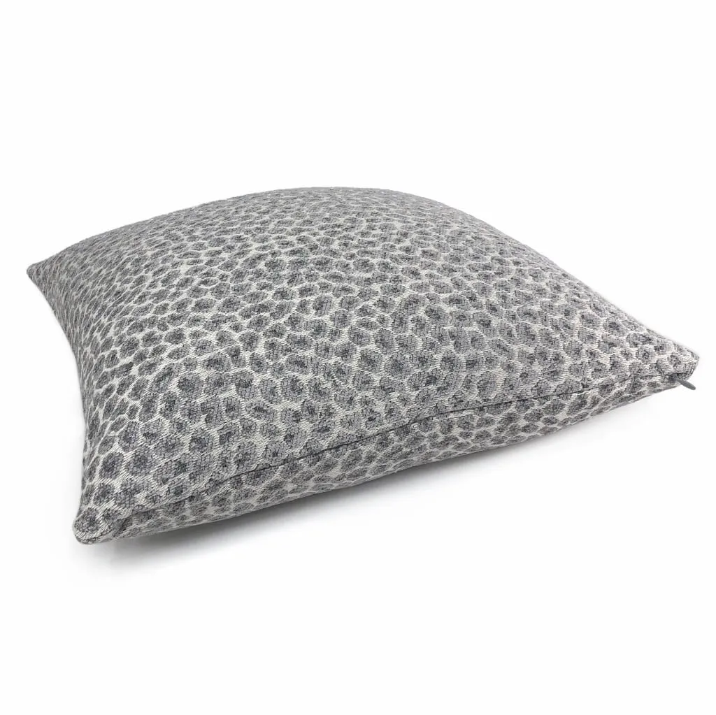 Niobe Gray Leopard Spots Chenille Pillow Cover