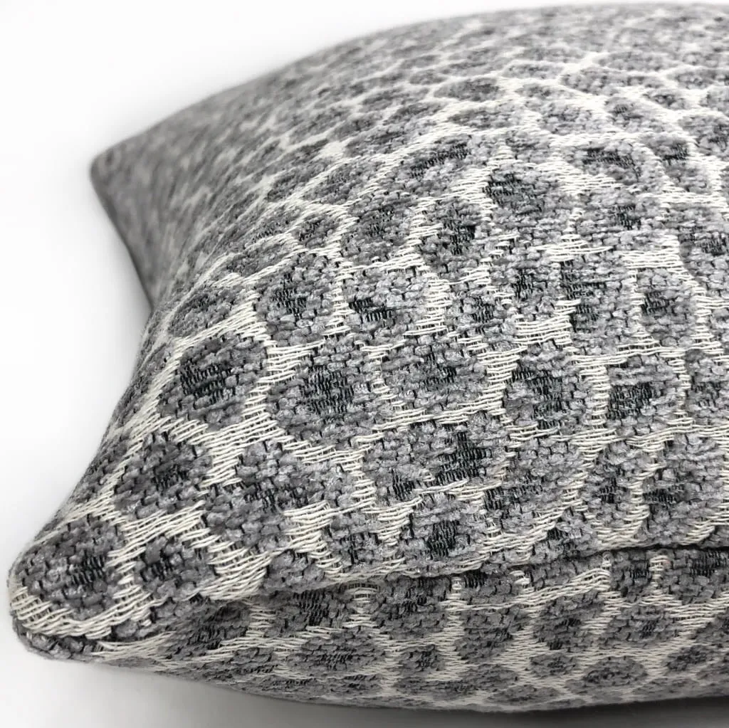 Niobe Gray Leopard Spots Chenille Pillow Cover