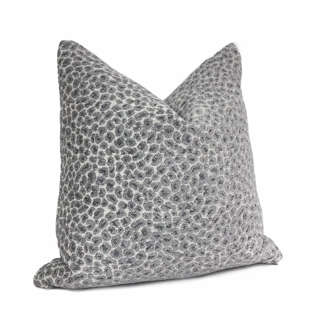 Niobe Gray Leopard Spots Chenille Pillow Cover