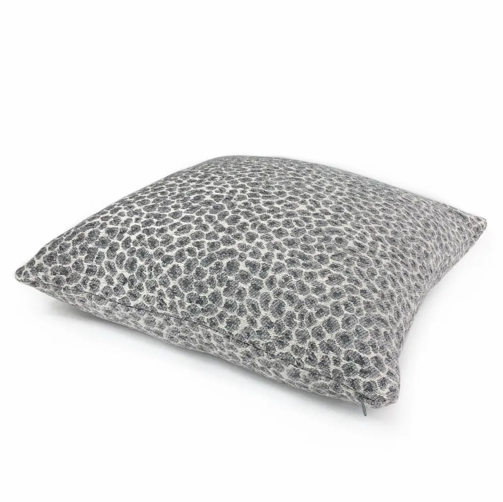 Niobe Gray Leopard Spots Chenille Pillow Cover