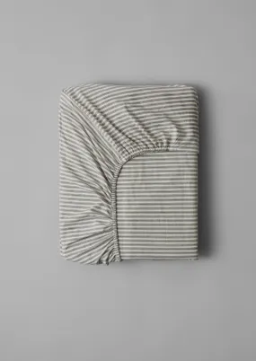 Organic Cotton Ticking Stripe Fitted Sheet | Ecru/Graphite