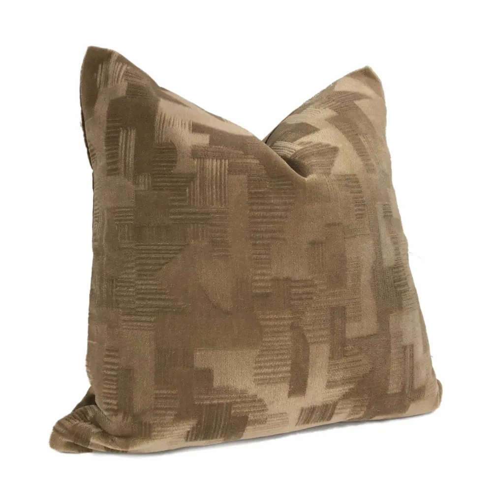 Oslow Mid-Century Modern Brown Mohair Velvet Pillow Cover (Brunschwig & Fils Fabric)