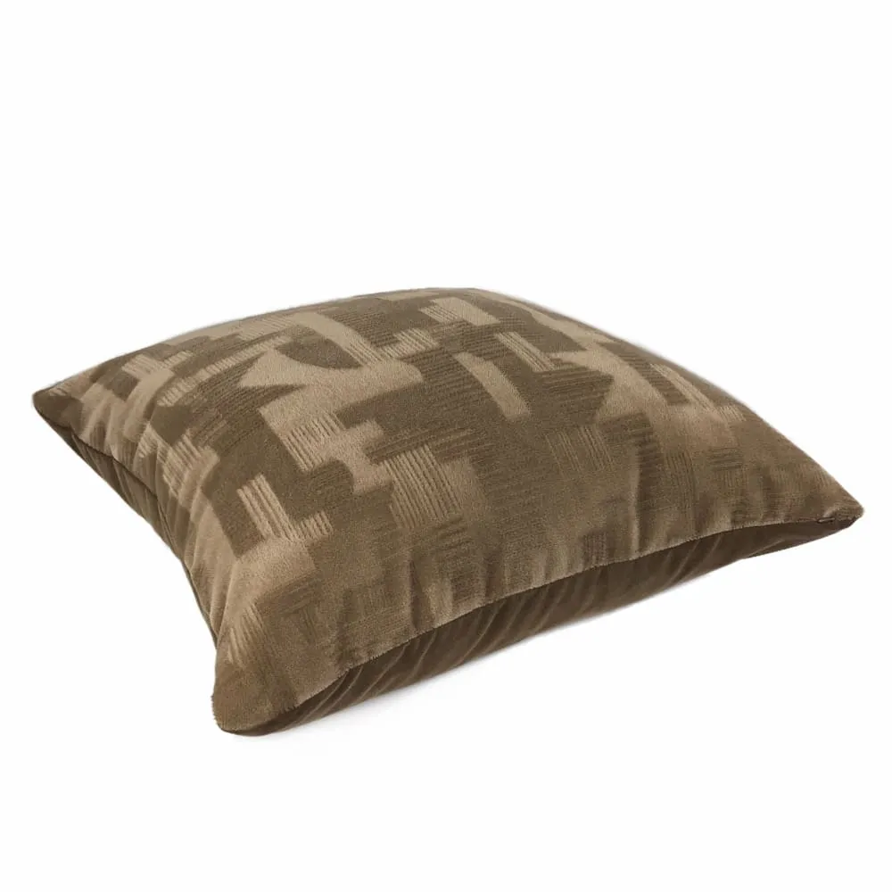 Oslow Mid-Century Modern Brown Mohair Velvet Pillow Cover (Brunschwig & Fils Fabric)