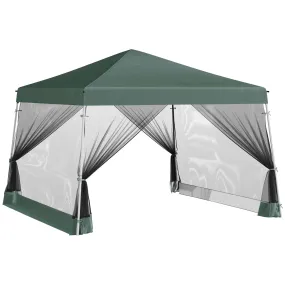 Outsunny 3 x3 x2.6m Folding Pop-up Garden Gazebo W/Mosquito Netting Green