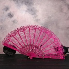 Party Lace Fan - Hot Pink