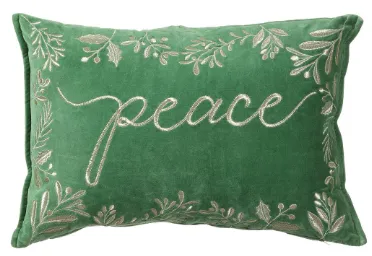 Peace Embroidered Velvet Pillow