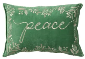 Peace Embroidered Velvet Pillow