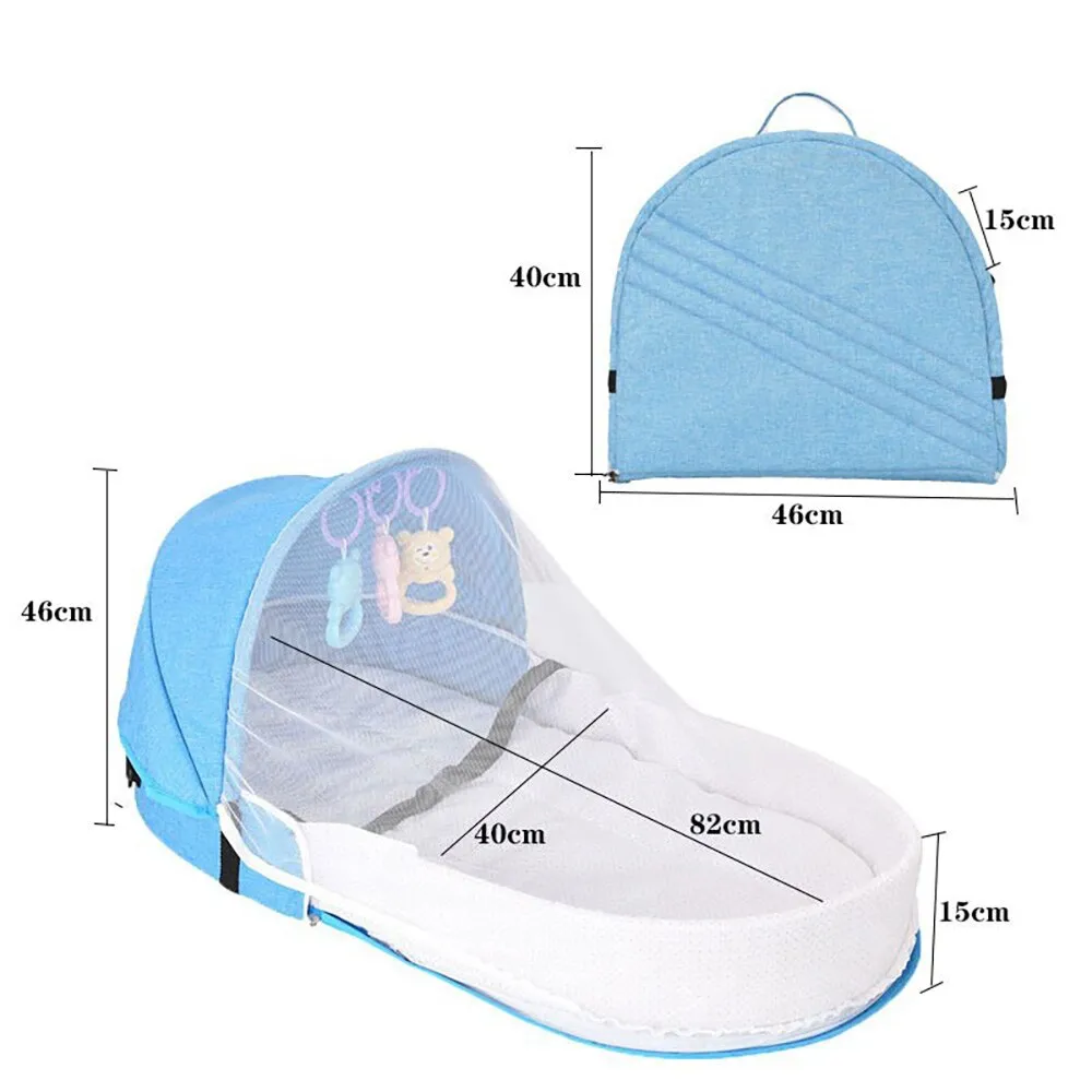 Portable Easy-To-Fold Baby Carry Nest Bag With Mosquito Net - Blue