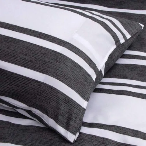 Queen size 6 pieces, Black Stripe Design Bedding set.