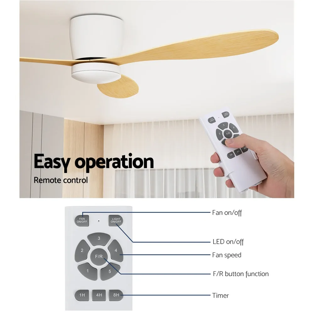 Quiet 52'' Ceiling Fan w/LED Light & Remote Control - Devanti