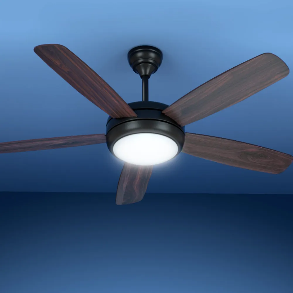 Quiet 52" Ceiling Fan w/Remote, LED Light, 3 Speeds - Devanti