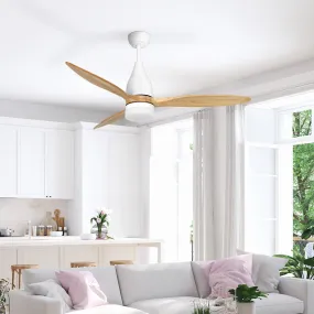 Quiet 52" Wood Blade Ceiling Fan w/LED Light & Timer Devanti