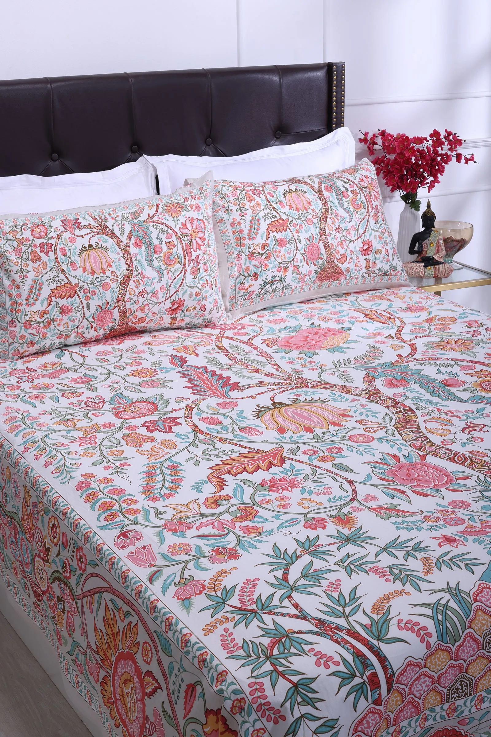 Rama Tree Of Life Orange Cotton Bedsheet