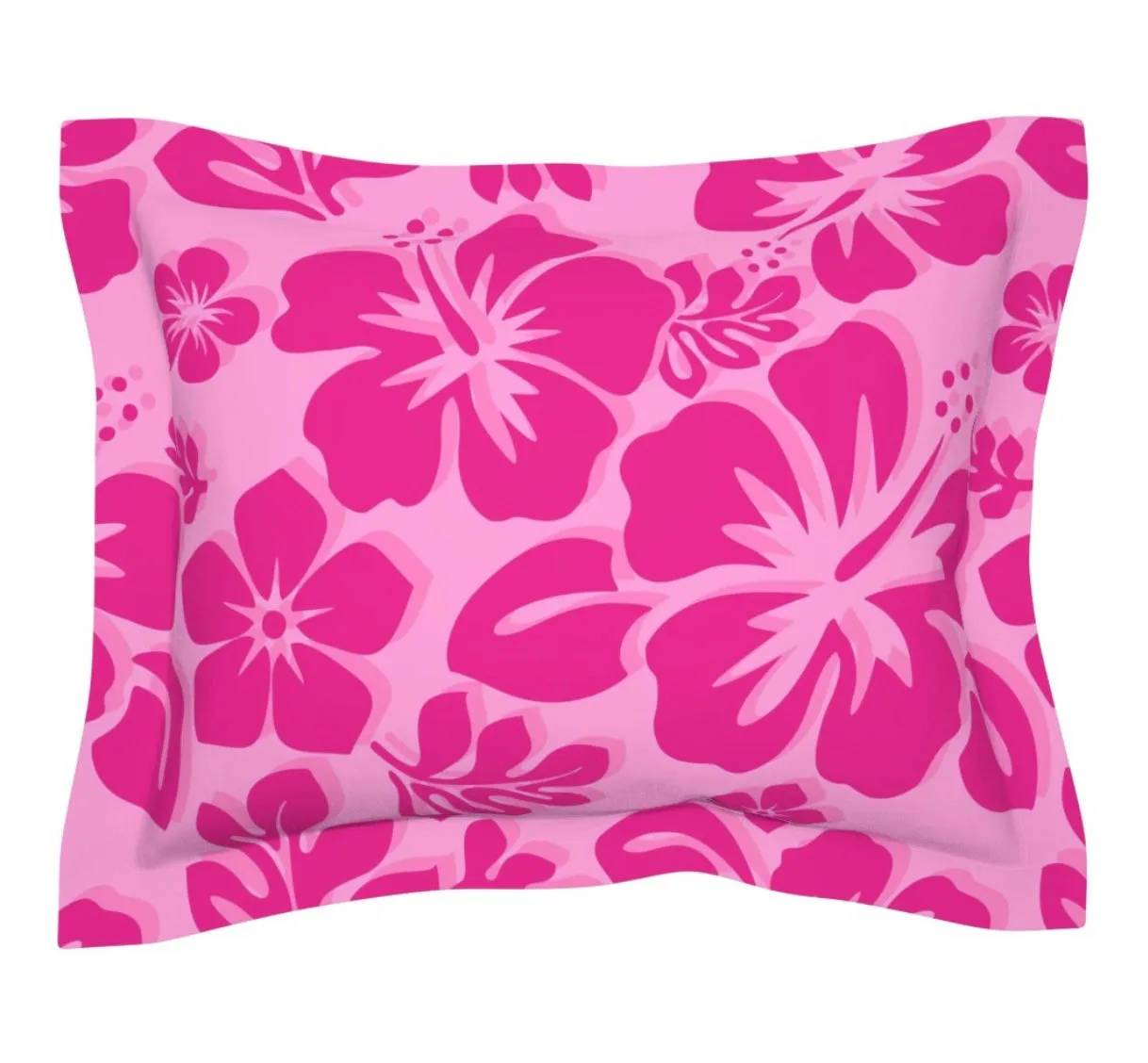 Raspberry Pinks Hibiscus Hawaiian Flowers Pillow Sham