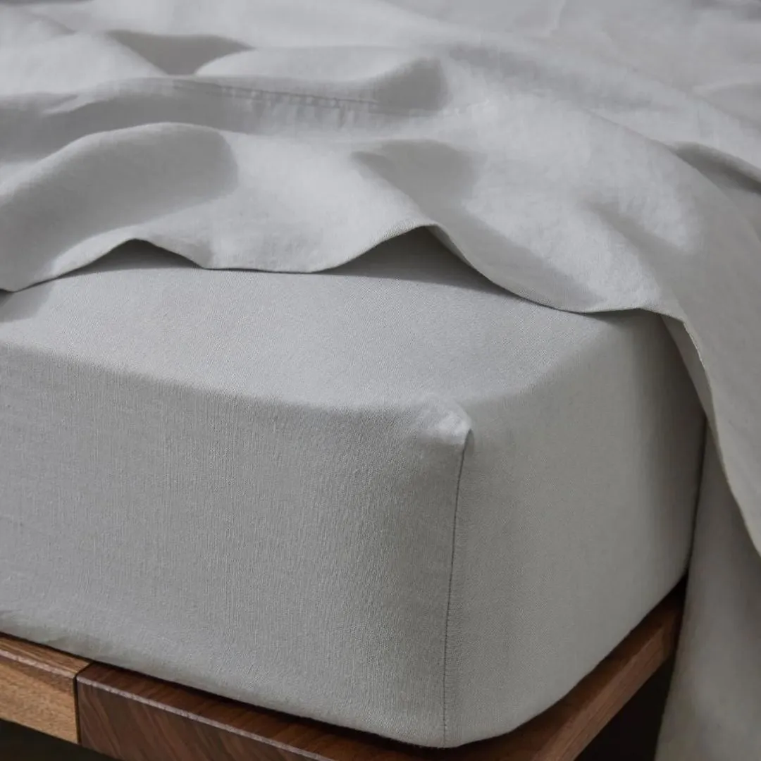 Ravello Linen Silver Flat Sheet - Queen