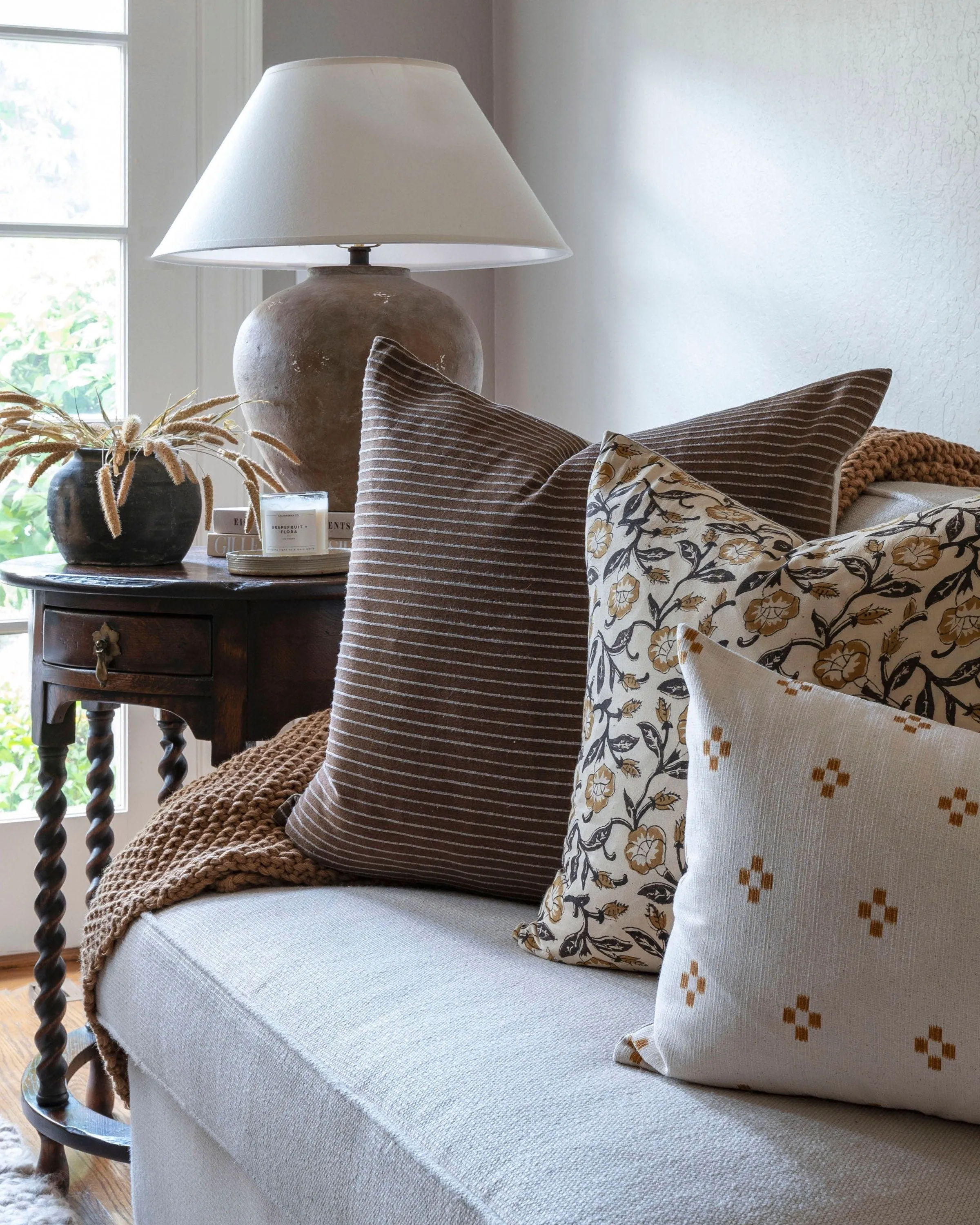 READY TO SHIP Hazel Mustard Floral Pillow Cover