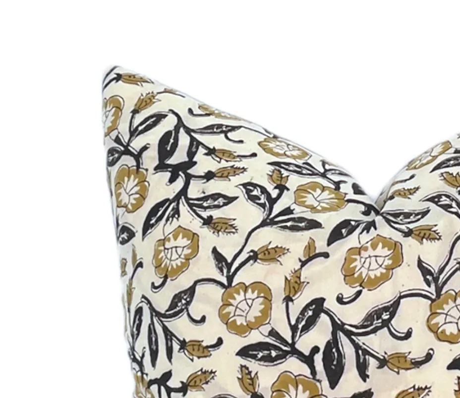 READY TO SHIP Hazel Mustard Floral Pillow Cover