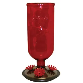 Red Glass Bottle Hummingbird Feeder 8109-2