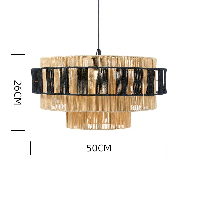 Retro Japanese LOFT Wood Chandeliers Homestay Aisle Cafe Bar Hemp Rope Rattan Art Restaurant Hanging Lamps Indoor Decor Lighting