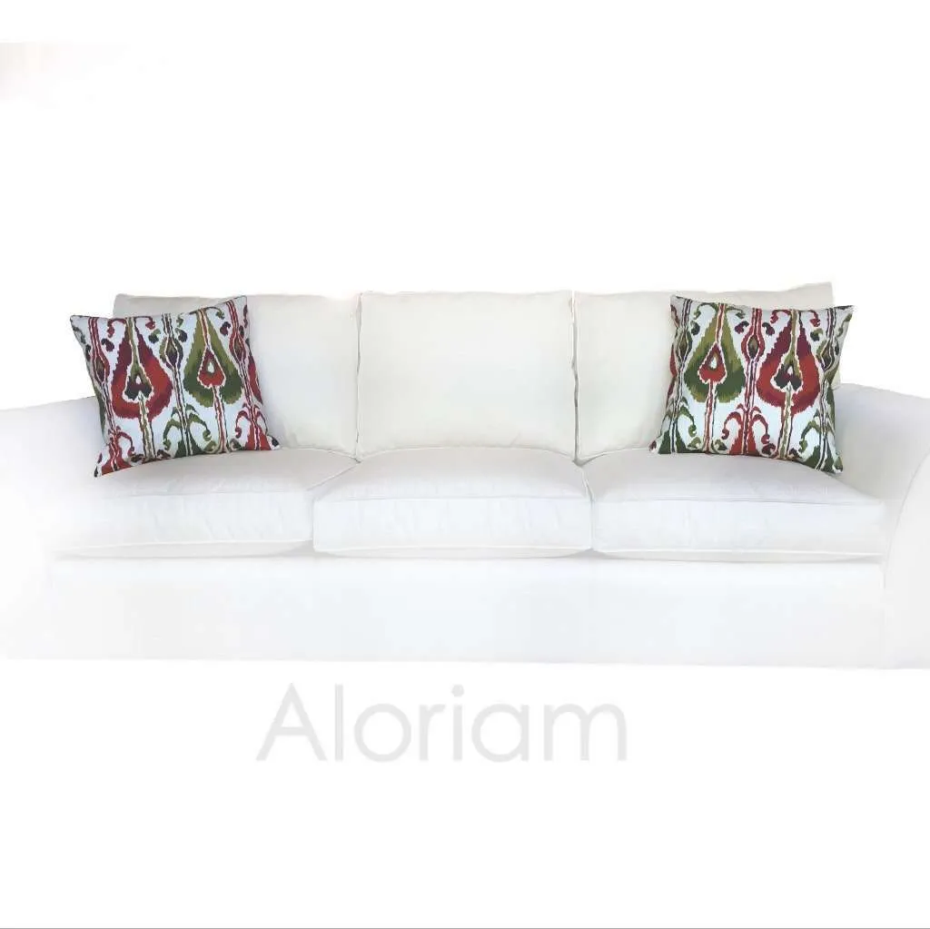 Robert Allen Ikat Bands Green Red Ivory Decorative Throw Pillow Cushion Cover