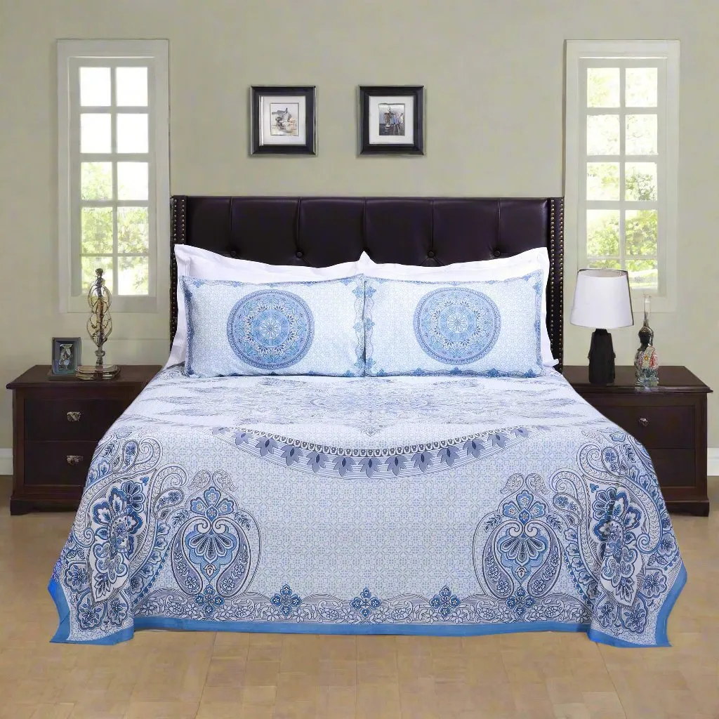 Royal Mandala Blue Cotton Bedsheet