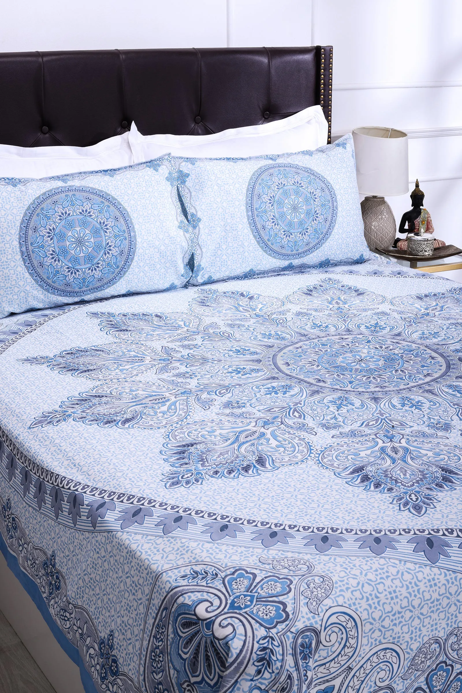 Royal Mandala Blue Cotton Bedsheet