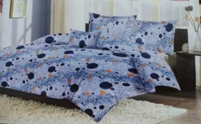 Rubals Collection Cotton Stunning Blue Double Bed Sheet Set with 3 Pillo Covers