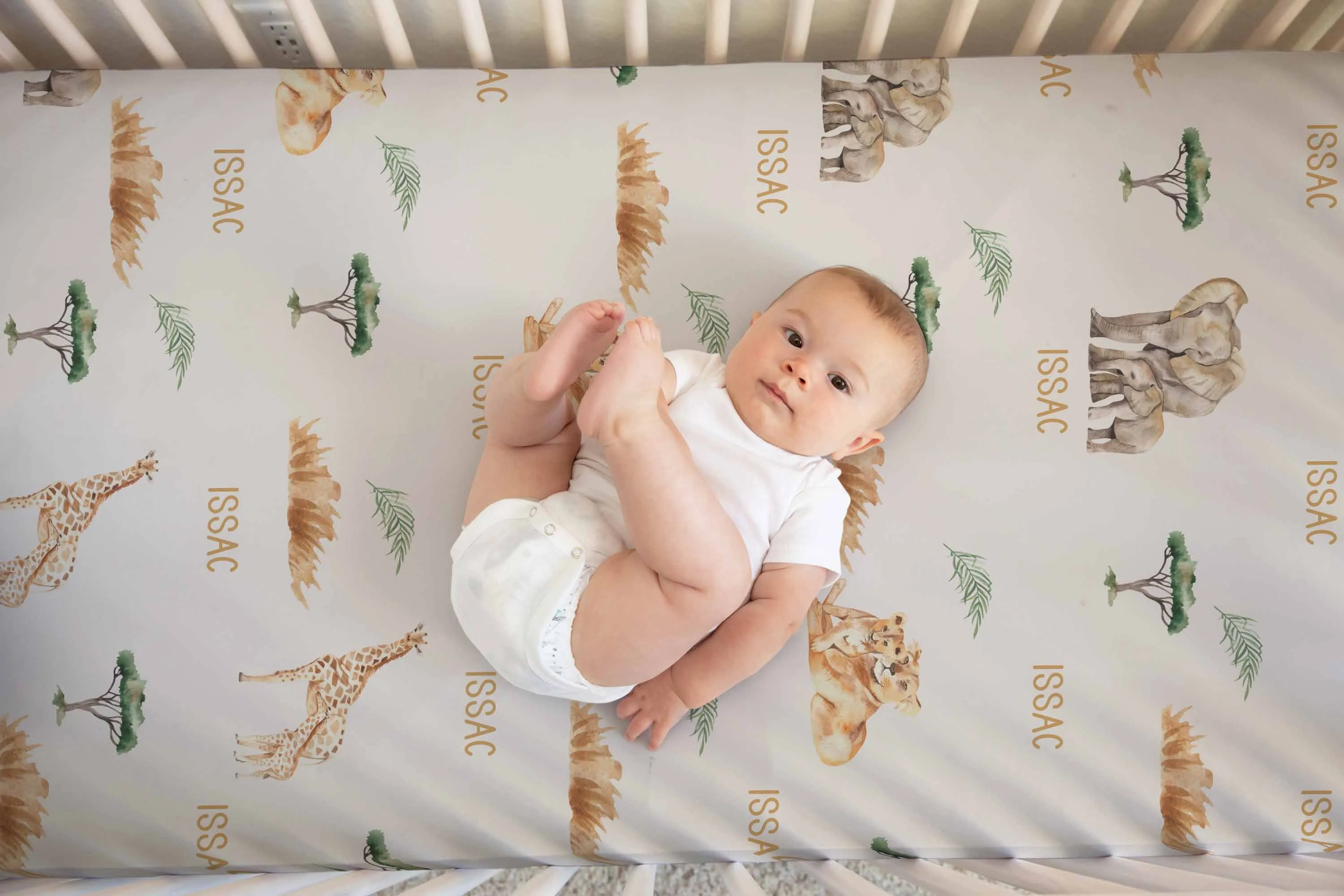 Safari Animals Personalised Cot Sheet