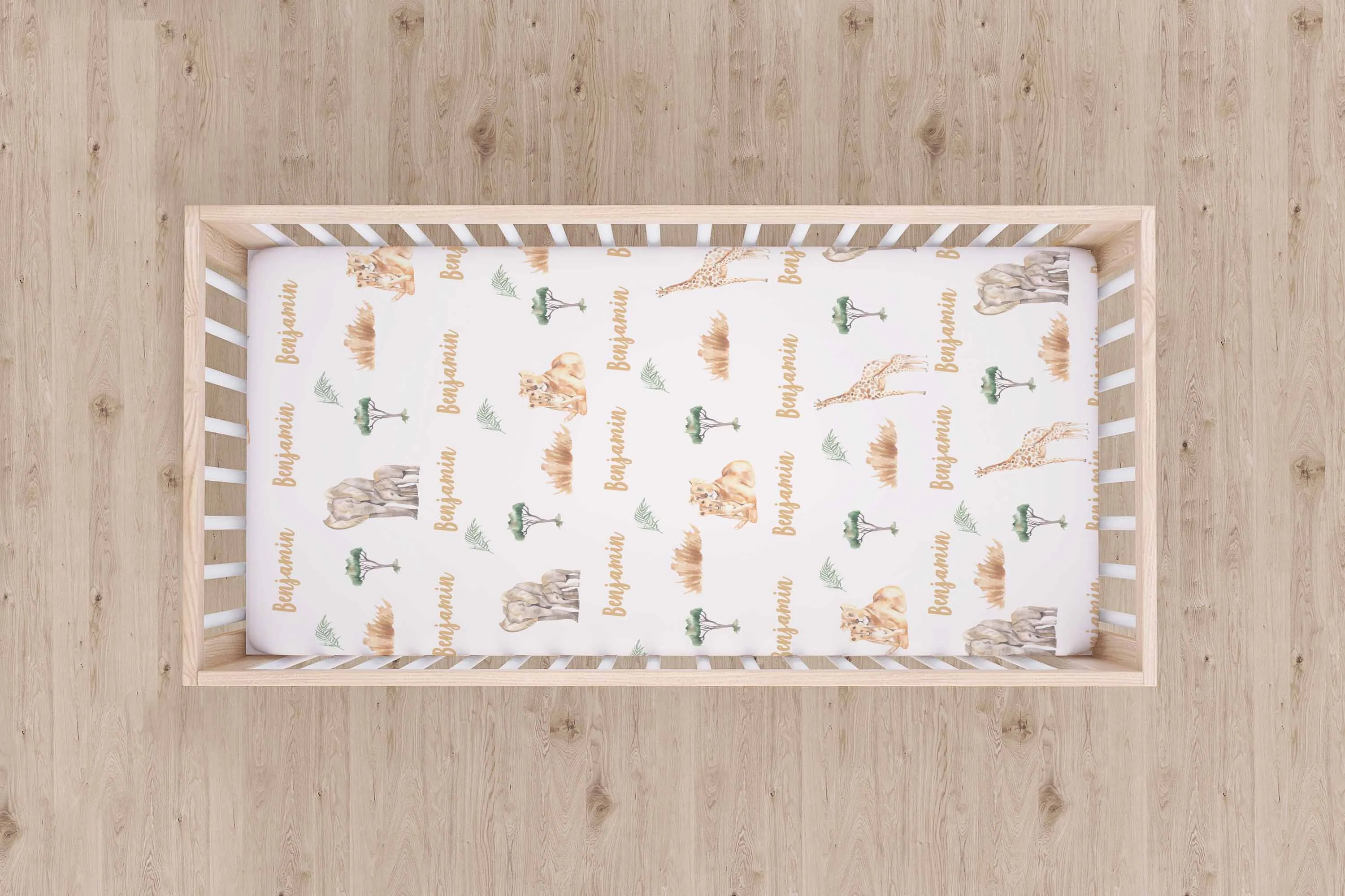 Safari Animals Personalised Cot Sheet