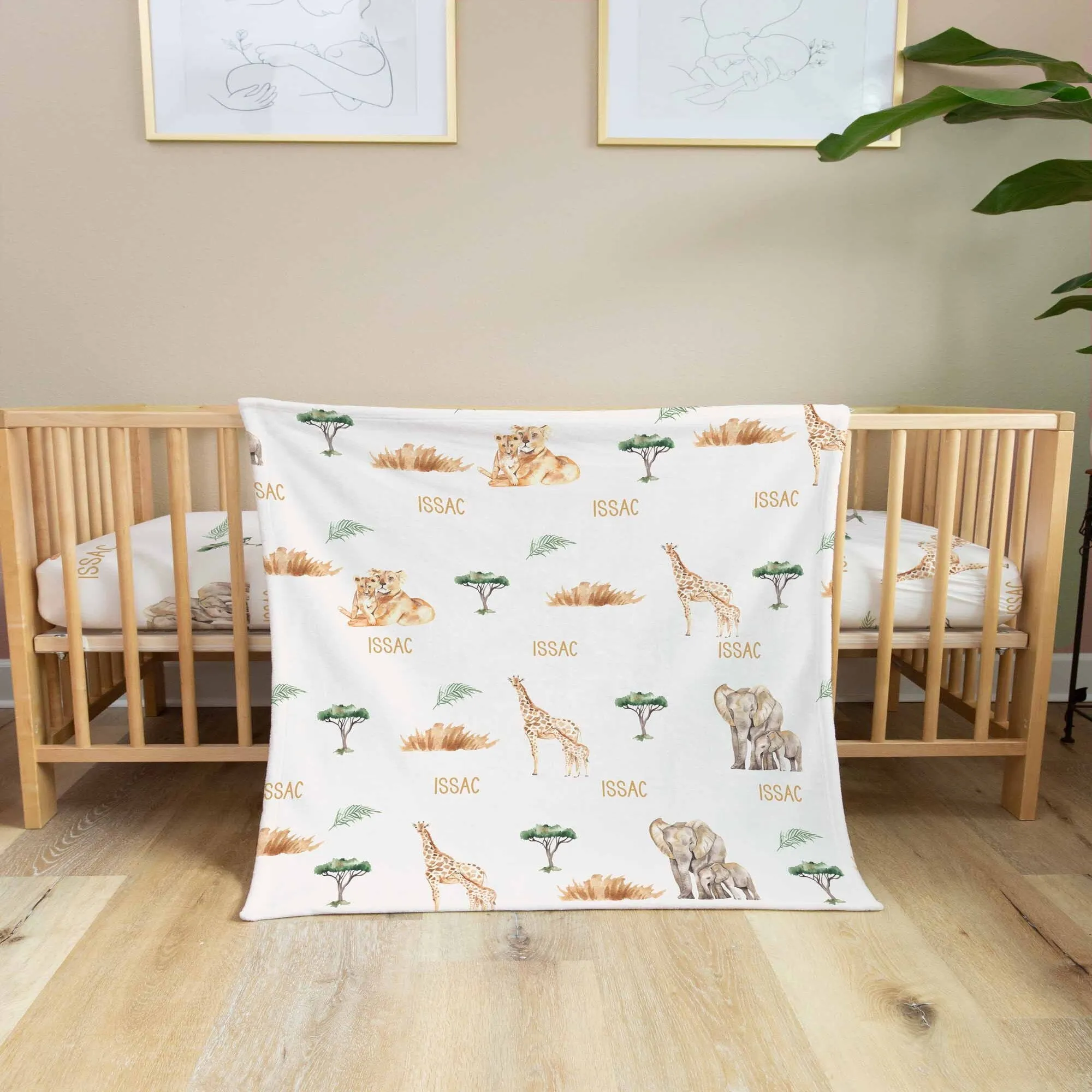 Safari Animals Personalised Cot Sheet