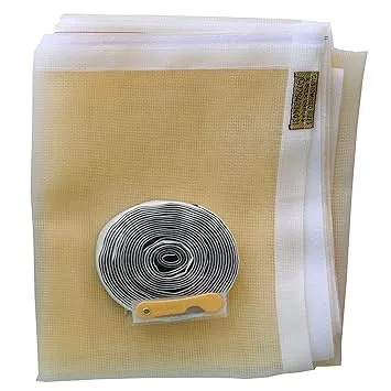 SAI PRASEEDA 48 X 96 Inch_4 X 8 Ft_120 X 240 Cm_Un Stitched Fiber Glass Mosquito Net for Windows_200 GSM_Ivory Color_ with Regular Loop Tape and Self Adhesive Hook Tape and Cutter RJRSRM12