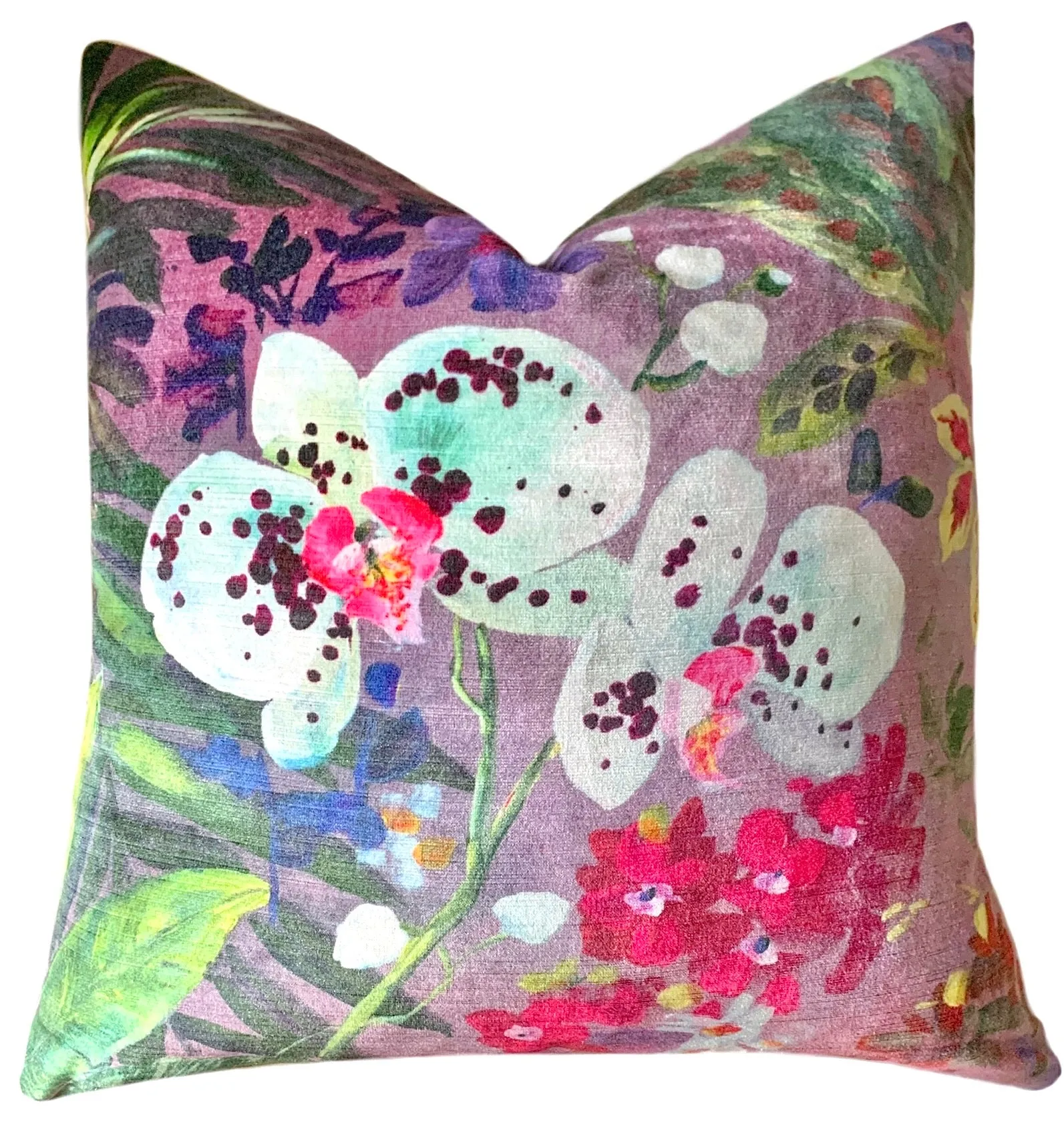 Sale: Twilight Orchids Velvet Decorative Pillow Cover or Euro Sham