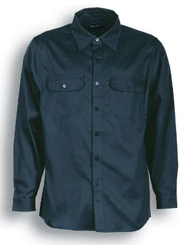 San Cotton Drill Long Sleeve Work Shirt