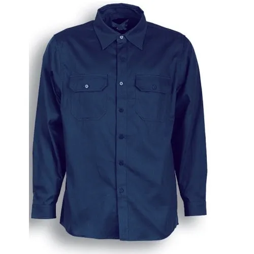 San Cotton Drill Long Sleeve Work Shirt