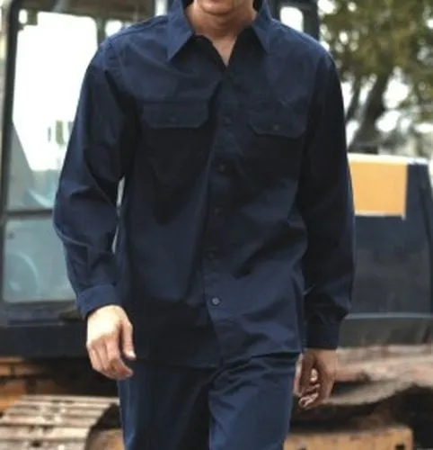 San Cotton Drill Long Sleeve Work Shirt