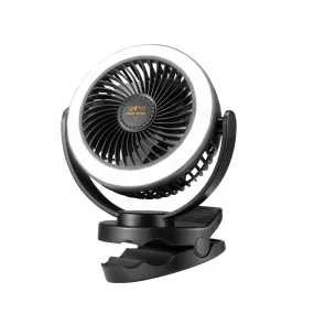 San Hima 10000mAh Portable Camping Fan Rechargeable Clip On Fan With LED Light