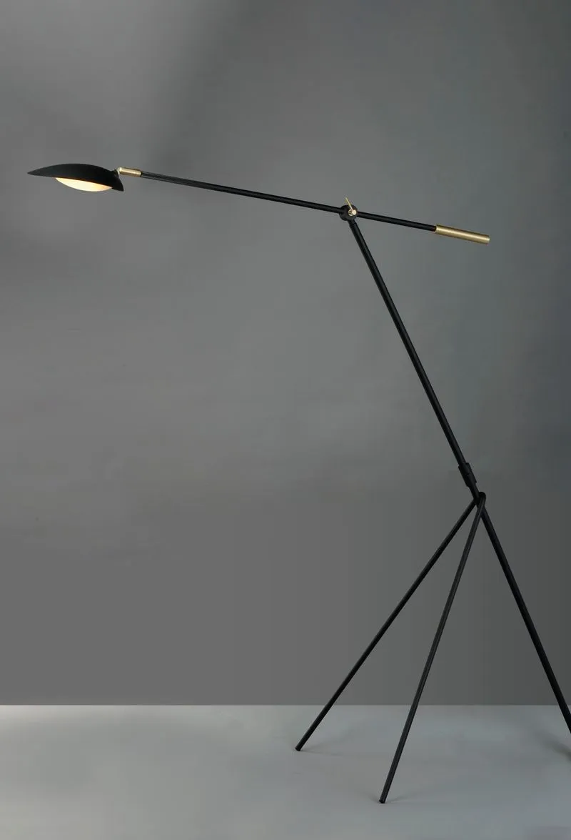 Scan 60.5" Floor Lamp in Black and Satin Brass