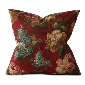 Scarlet Floral Throw Pillow Cover 24x24