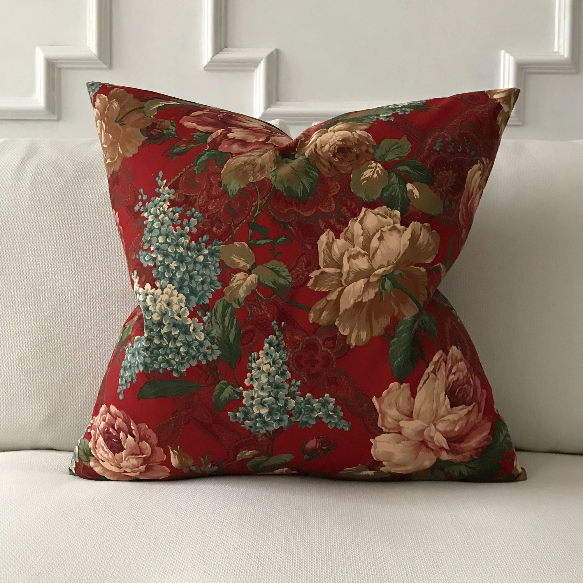 Scarlet Floral Throw Pillow Cover 24x24