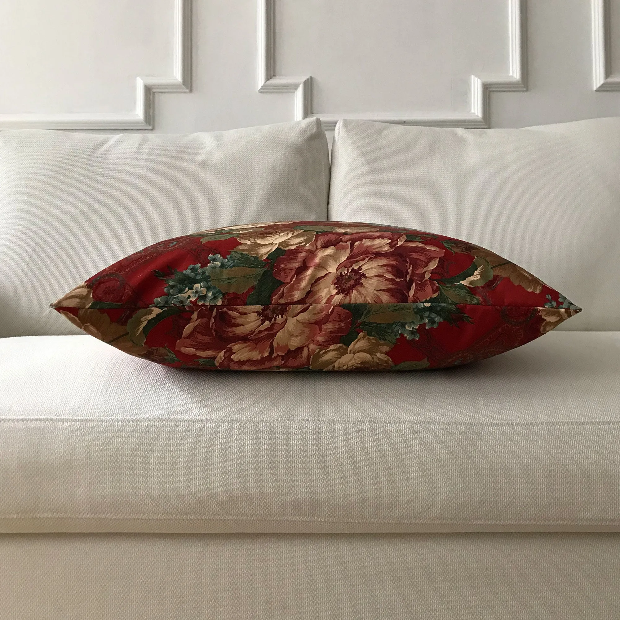 Scarlet Floral Throw Pillow Cover 24x24