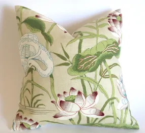 Schumacher Lotus Garden Pillow Cover / Parchment