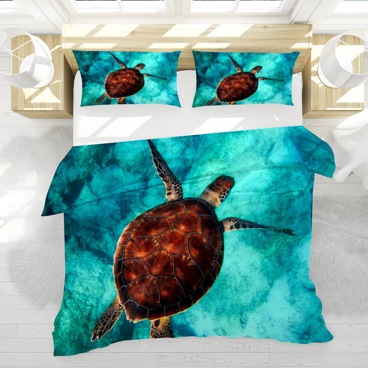 Sea Turtle Vibes Reversible Bedcover Set